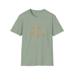 Green t-shirt with 'Made to Worship' text on a white background